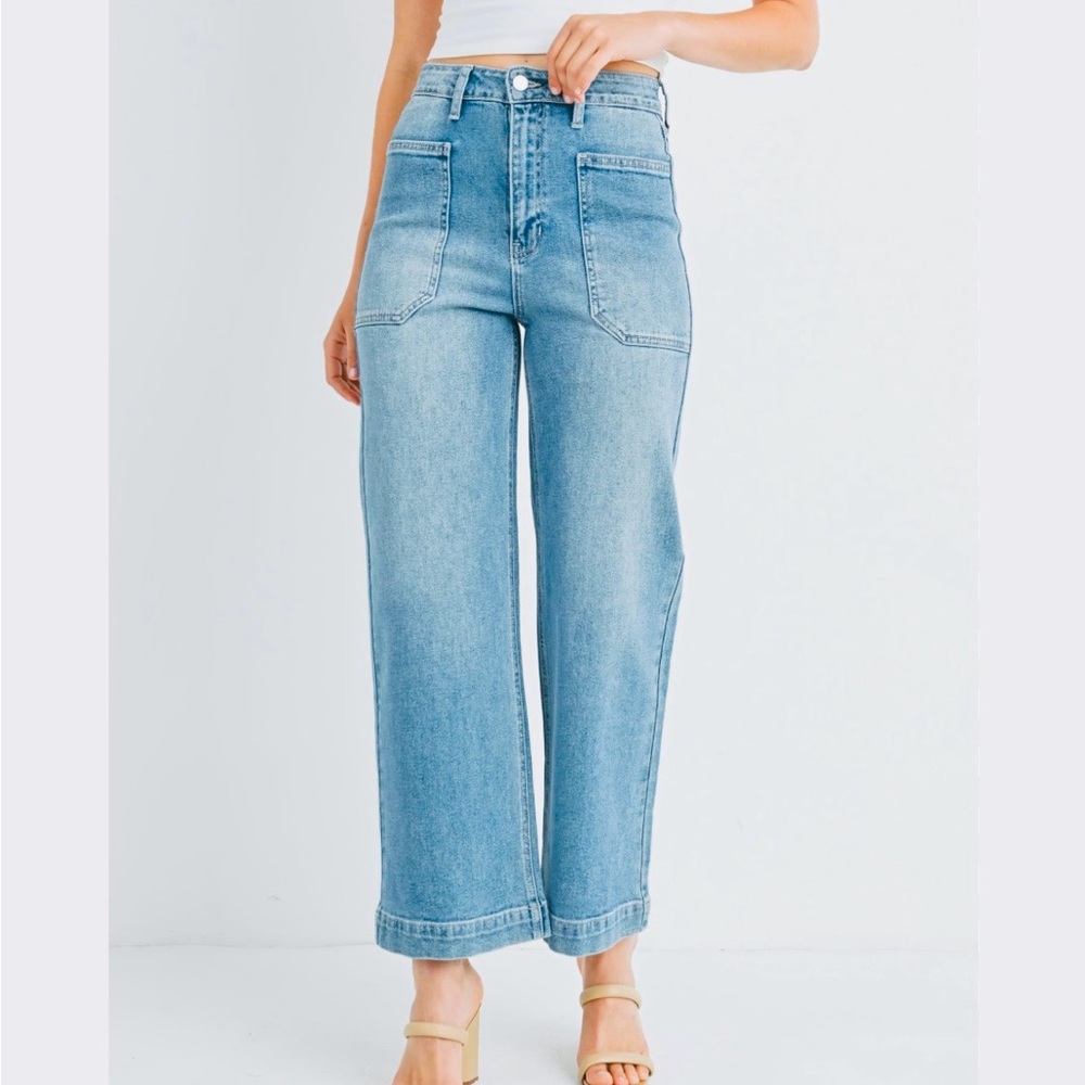 Supplies High-Rise Wide-Leg Slightly Cropped Jeans, Sz 12!